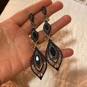 Gold and navy blue earrings - Vintage